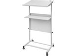 Succebuy Leggio Regolabile, Pulpito Portatile Con 4 Rotelle, Podio Regolabile In Altezza, Ripiano Inferiore, Leggio Bianco Per Aule, Chiese, Concerti