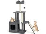 Tiragraffi Costway Alto 114 Cm, Albero Per Gatti Con Grotta Per Gatti, Sedile A Forma Di Fiore, Palla, Amaca, Tavoletta In Sisal E Tiragraffi, Arredamento Per Gatti