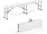 Costway Panca Pieghevole Per Birra 182X27,5X43Cm, Panca Pieghevole Per Tenda Da Birra Con Maniglia Per Il Trasporto, Panca Da Campeggio, Panca Da Giardino Con Capacità Di Carico Fino A 300Kg, Bianco