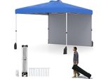 Gazebo Pop-Up Costway 3X3M, Gazebo Da Giardino Portatile Con Parete Laterale, Paralume, Borsa, 8 Picchetti, 4 Ancore, 4 Corde Per Il Vento E 4 Sacchi Di Sabbia Blu