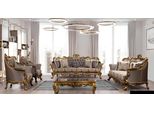 Set Di Divani A 3+1+1 Posti, Set Di Lusso Divani Poltrone In Tessuto Grigio Barocco