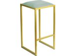 Ferro Sgabello Da Bar 64 Cm Oro - Blu-Verde - Sgabello Da Bar Moderno In Metallo Senza Schienale In Stile Loft Con Seduta Imbottita