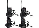Forsmano Walkie Talkie Professionale, Set Di 4, Portatile, Radio Pmr, 16 Canali, IP55, Portata 5Km, Batteria 1500Mah, Luce Led, 11,5X6Cm, Nero