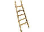 2.03 Scala Decorativa In Legno Affusolata Con 5 Pioli - Circa 80 Cm - Elemento Decorativo Su Cui Appoggiarsi