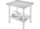 Succebuy Tavolo Di Preparazione In Acciaio Inox, 61 X 76,2 Cm, Portata 318 Kg, Robusto Tavolo Da Lavoro In Metallo, 3 Altezze Regolabili, Postazione Di Lavoro Commerciale, Cucina, Garage, Ristorante, Cortile