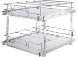 Succebuy Organizzatore Per Armadietti Estraibili A 2 Livelli, 19" L X 20"" P, Robusti Ripiani Scorrevoli In Acciaio Cromato Per La Cucina, Il Bagno, Il Ripostiglio Sottolavello"