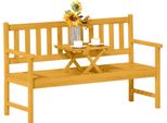 Outsunny Panca Da Giardino A 2 Posti In Legno, Panca Resistente Alle Intemperie, Tavolo Pieghevole Da 320 Kg, Per Balcone, Giardino, 149X56,5X89Cm, Teak