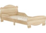 Aiyaplay Letto Per Bambini 143,5 X 80 Cm Letto Casa In Legno Massiccio Letto Per Ragazzi Con Protezione Anticaduta, Letto Gioco Fino A 80 Kg Di Portata Letto Singolo Con Design A Orsetto Per La Camera Dei Bambini Legno Naturale