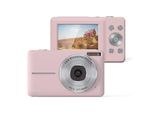 Aiorber Fotocamera Digitale Per Bambini 44MP 1080P, Zoom 16X, Display 2,4", Stabilizzazione Dell'immagine, Selfie, Mini Fotocamera Compatta, Antiurto, Rosa"