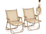 Set Di 2 Sedie Pieghevoli Da Campeggio Costway, Sedie Basse Pieghevoli Con Struttura In Alluminio, Sedie Pieghevoli Ultraleggere, Sedie Da Spiaggia, Portata 180 Kg