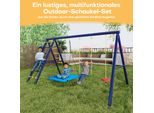 Set Di Altalene Da Esterno Multifunzionali Merax Per Bambini-3 Altalene, Struttura Per Arrampicata, Canestro Da Basket, In Acciaio Ad Alta Resistenza, Ideale Per Giardini E Parchi Giochi