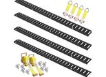 Succebuy Set Di Binari Di Ancoraggio E-Track, Set Di 18 Pezzi Da 5', Capacità Di Carico Di 2000 Libbre, Binari In Acciaio E Ancoraggi O-Ring, Per Il Trasporto Di Merci E Moto, Resistente, Nero