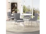 Set Di 4 Sedie Flieks, Sedia Da Sala Da Pranzo Con Rivestimento In Velluto, Sedia Da Salotto Elegante Con Gambe In Metallo Argentato, Sedie Da Cucina Sedia Da Soggiorno, Grigio