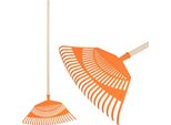 Rastrello Per Foglie Strend Pro R144, In Plastica, 23 Denti, Manico 125 Cm