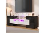 Mobile Tv Merax Lucido (1 Pezzo) Con Led E Spazio Di Archiviazione, Tavolo Tv, Supporto Tv, Larghezza: 145 Cm, Nero