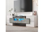 Mobile Tv Merax Lucido (1 Pezzo) Con Led E Spazio Di Archiviazione, Tavolo Tv, Supporto Tv, Larghezza: 145 Cm, Grigio