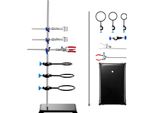 Succebuy Set Di Stativi Da Laboratorio, Stativo Da Laboratorio Con Asta In Acciaio Inox Da 23,6 E Base In Ghisa Da 8,3 X 5,3, Comprensivo Di Morsetti Per Matracci, Morsetti Per Tavole E Morsetti A Croce Per Esperimenti