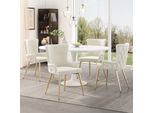 Set Di 4 Sedie Da Pranzo Flieks, Sedia Da Pranzo Con Rivestimento In Velluto, Sedia Da Cucina Con Gambe In Metallo Dorato, Sedia Lounge Imbottita, Beige