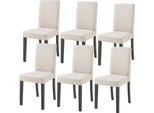 Sedia Da Pranzo 'Hamburg' Set Di 6 Sedie Imbottite Gambe In Legno Beige