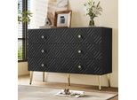 Cassettiera Flieks Con 6 Cassetti, Credenza Con Ampio Spazio Di Archiviazione, Cassettiera Per Soggiorno Corridoio Camera Da Letto, Nero