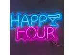 Luce Led Neon, Applique Decorativa, Happy Hour, Blu Rosa, Circa 42 X 22 X 2 Cm