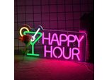 Luce Led Neon, Applique Decorativa, Happy Hour, Verde Rosa, Circa 42 X 22 X 2 Cm
