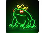 Luce Led Neon, Applique Decorativa, Rana Con Corona, Circa 36 X 33 X 2 Cm