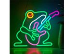 Luce Led Neon, Applique Decorativa, Rana Con Chitarra, Circa 40 X 32 Cm