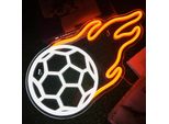 Luce Led Neon, Applique Decorativa, Pallone Da Calcio Acceso, Bianco Arancio, Circa 35 X 26 X 2 Cm