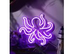 Luce Led Neon, Applique Decorativa, Polpo, Polpo Viola, Circa 40 X 40 X 2 Cm