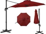 Ombrellone Costway 300X300Cm, Ombrellone A Sbalzo Con Manovella, Ombrellone Da Giardino Inclinabile, Ruotabile A 360°, Ombrellone Grande Da Patio, Ombrellone Rotondo Da Mercato Rosso