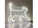 Luce Led Neon, Applique Decorativa, Gatto Che Corre, Luce Bianca, Circa 40 X 37,5 X 2 Cm