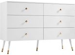 Lvhom Cassettiera Con 6 Cassetti E Gambe In Metallo, Cassettiera Credenza Scandi, Mobile Tv Credenza, Bianco