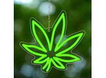 Luce Led Neon, Applique Decorativa, Foglia Di Canapa, Foglia Di Cannabis, Verde, Circa 26 X 30,5 Cm