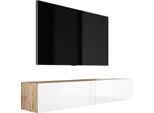 Cabinet Tv : Rovere Wotan / Bianco Lucido, 170 X 34 X 32 Cm