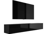 Cabinet Tv : Nero Opaco / Nero Lucido, (2 X 100 Cm) X 34 X 32 Cm