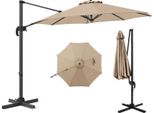 Ombrellone Costway 300X300Cm, Ombrellone A Sbalzo Con Manovella, Ombrellone Da Giardino Inclinabile, Ruotabile A 360°, Ombrellone Grande Da Patio, Ombrellone Rotondo Da Mercato Beige
