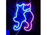 Luce Led Neon, Applique Decorativa, Gatti Abbracciati, Blu Rosa, Circa 35 X 28 X 2 Cm