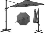 Ombrellone Costway 300X300Cm, Ombrellone A Sbalzo Con Manovella, Ombrellone Da Giardino Inclinabile, Girevole A 360°, Ombrellone Grande Da Patio, Ombrellone Rotondo Da Mercato Grigio