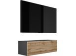 Cabinet Tv : Nero Opaco / Rovere Wotan, 100 X 34 X 32 Cm