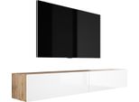 Cabinet Tv : Rovere Wotan / Bianco Lucido, (2 X 100 Cm) X 34 X 32 Cm