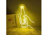 Luce Led Neon, Applique Decorativa, Bottiglia Di Birra, Giallo, Circa 43 X 31 X 2 Cm