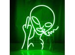 Luce Led Neon, Applique Decorativa, Aliena Con Inclinazione, Verde, Circa 40,5 X 30 X 2 Cm