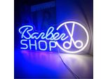 Luce Led Neon, Applique Decorativa, Barbiere Blu Bianco, Circa 42 X 20 X 2 Cm
