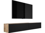 Cabina Tv : Rovere Wotan / Nero Opaco, (2 X 100 Cm) X 34 X 32 Cm