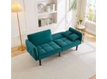 Merax 2-In-1 Divano Letto A Due Posti, Divano Funzionale Regolabile Con Rivestimento In Velluto E Funzione Letto, Braccioli Ribaltabili, Cuscini Inclusi, Verde