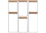 Set Di 6 Barattoli In Vetro Con Coperchio In Bambù - Eleganti Ed Ermetici