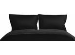 Biancheria Da Letto Monocolore Reversibile 100% Raso Di Cotone Con Cerniera Per Letto Singolo E Matrimoniale Nero/Antracite 200 X 200 Cm + 2X 80 X 80 Cm