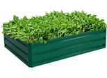 Costway Fioriera Rettangolare In Acciaio, Letto Da Giardino Rialzato, Telaio A Freddo Per Ortaggi, Fiori E Piante Aromatiche, Aiuola Verde 120X90X30,5 Cm