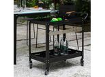 Carrello Di Servizio Per Esterni 'Bard' Con 5 Ganci In Acciaio 72 X 77 X 38 Cm Nero